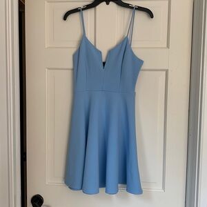 Lulu’s Spaghetti Strap Light Blue Skater Dress